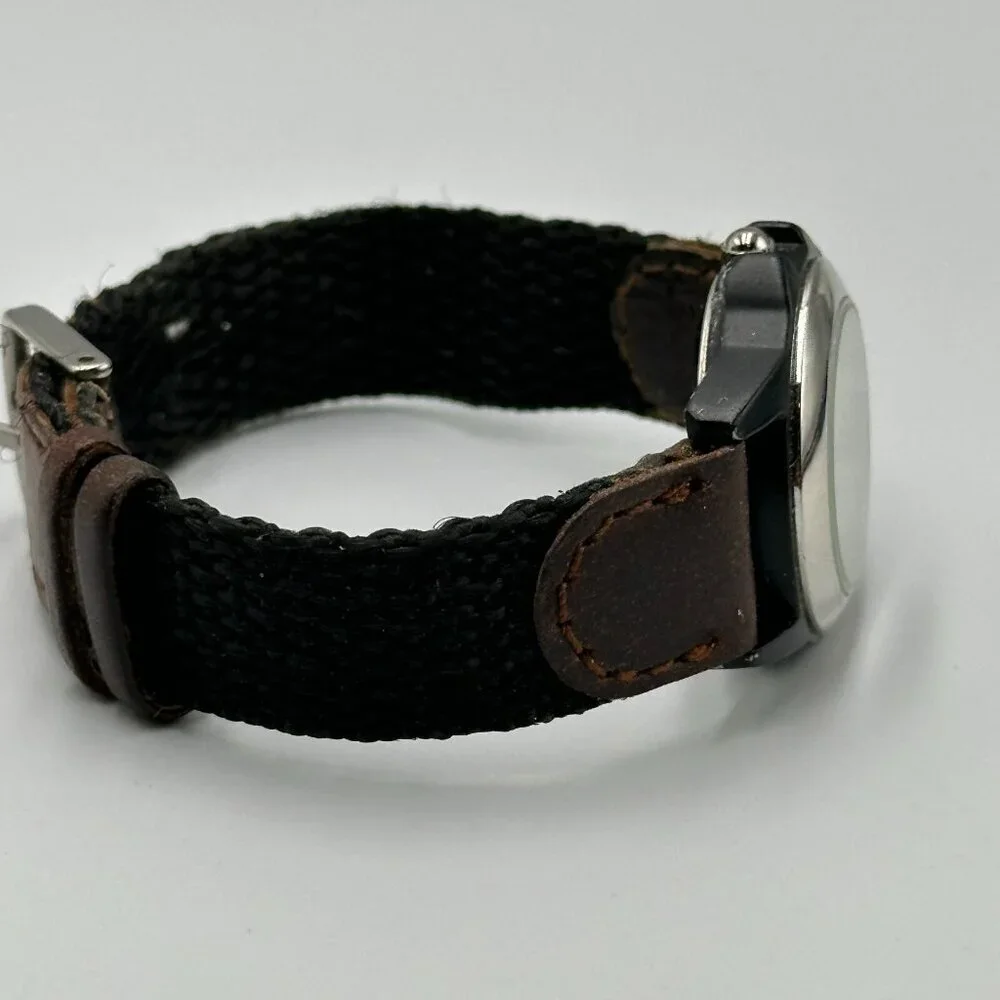 3/$30 Precision by Gruen Watch Women Date Window Black Brown Band New Battery 8